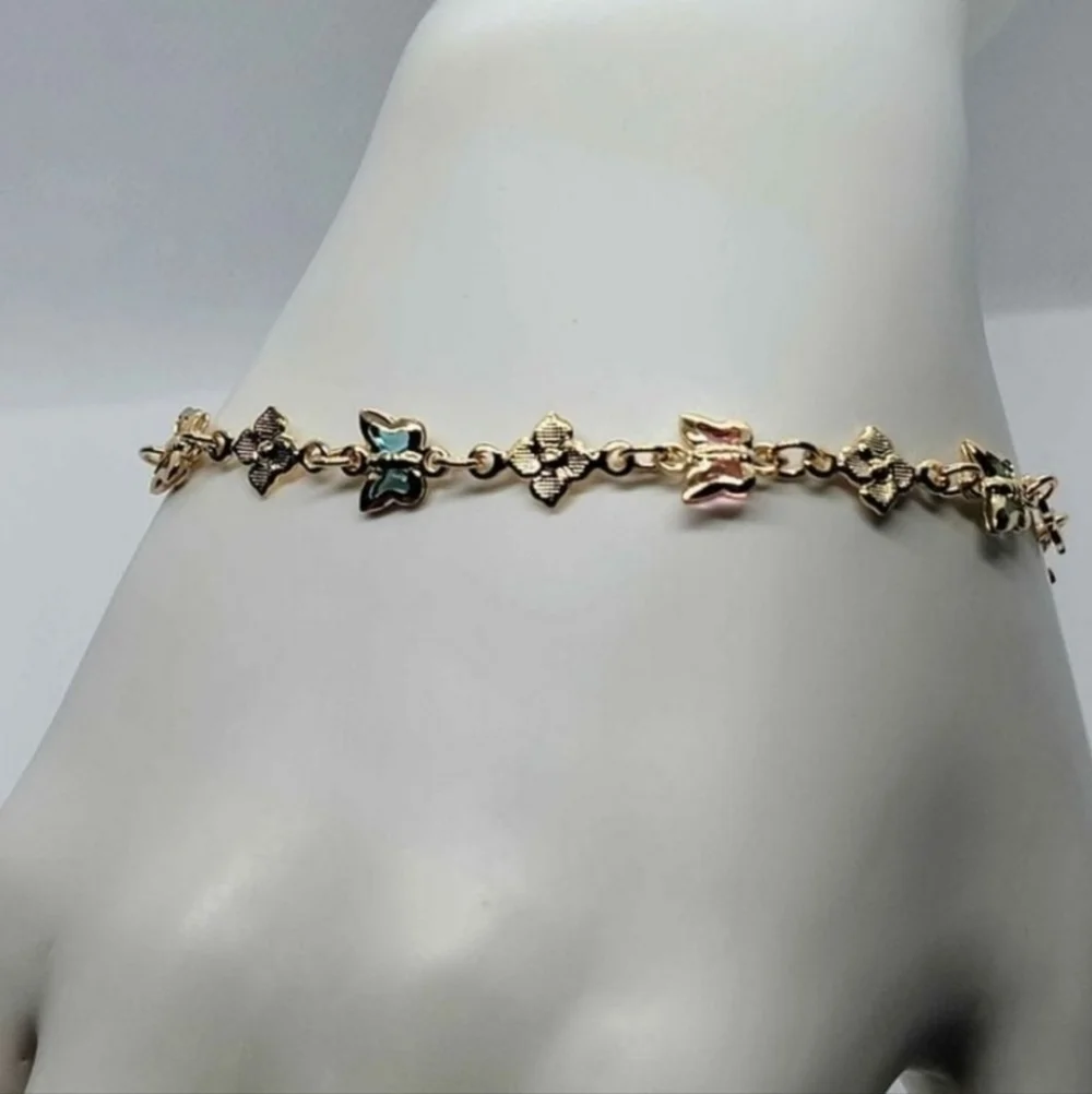 Brand New Brazilian 18k Gold Filled Multi Butterfly Bracelet